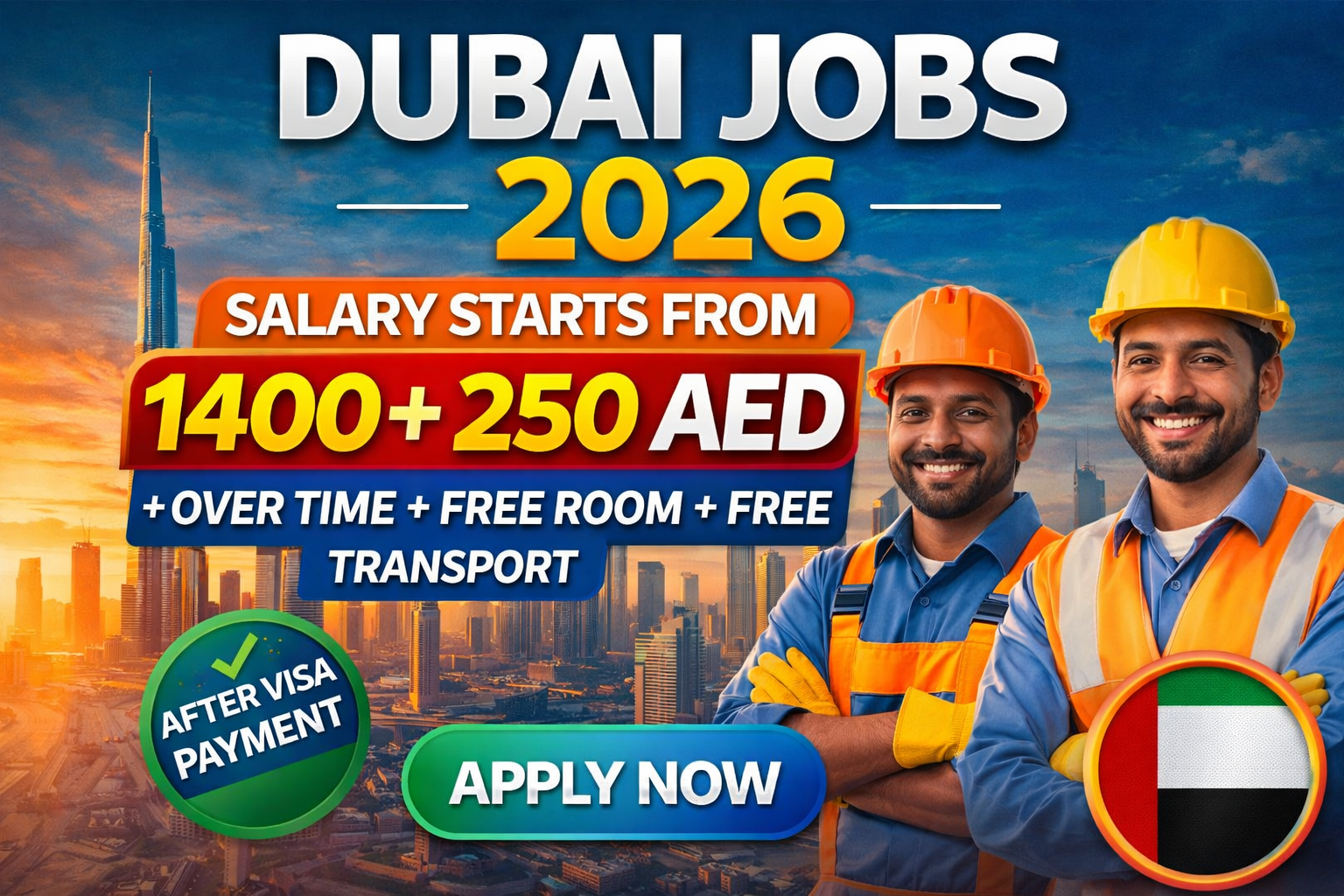 UAE Dubai Jobs 2026 โ Mason, Welder, Carpenter Hiring | 100% Genuine dubai12