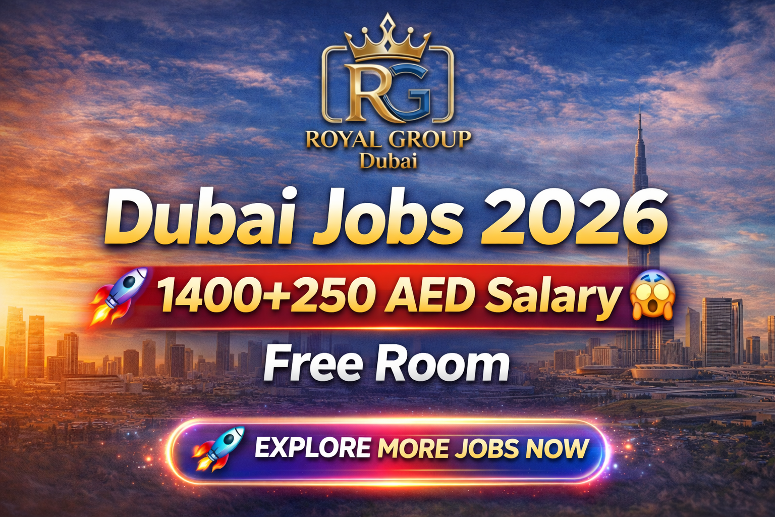 Dubai Royal Group Jobs ๐ ๐ฅ โ 1200 AED Salary + Free Food | Apply Now dubai13