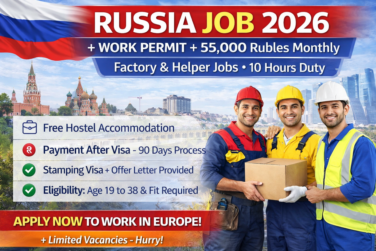 Russia Work Permit 2026 – Factory Jobs | Apply Now russiaf