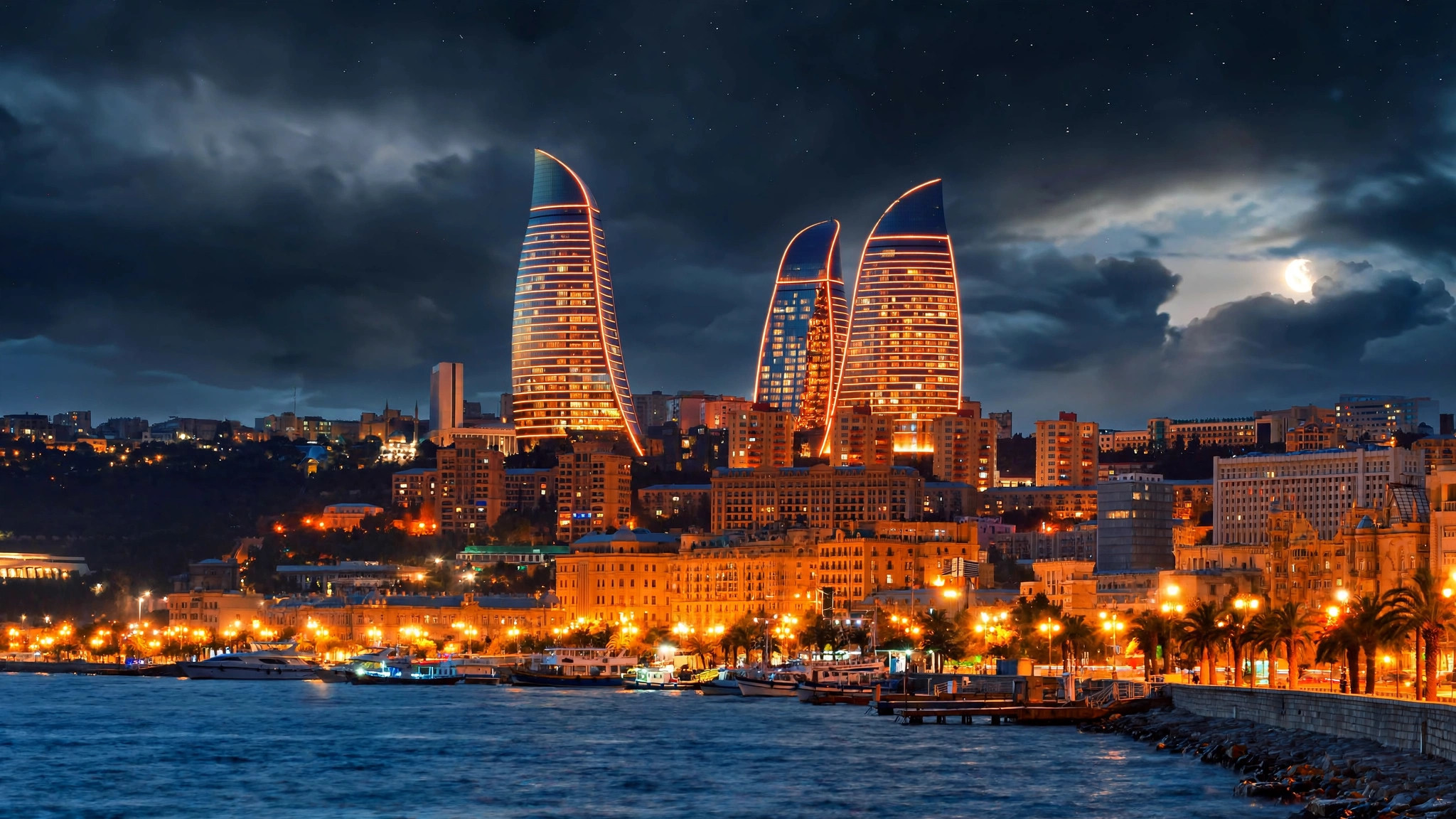 Baku Flame Towers at night, Azerbaijan e-visa for Indians
