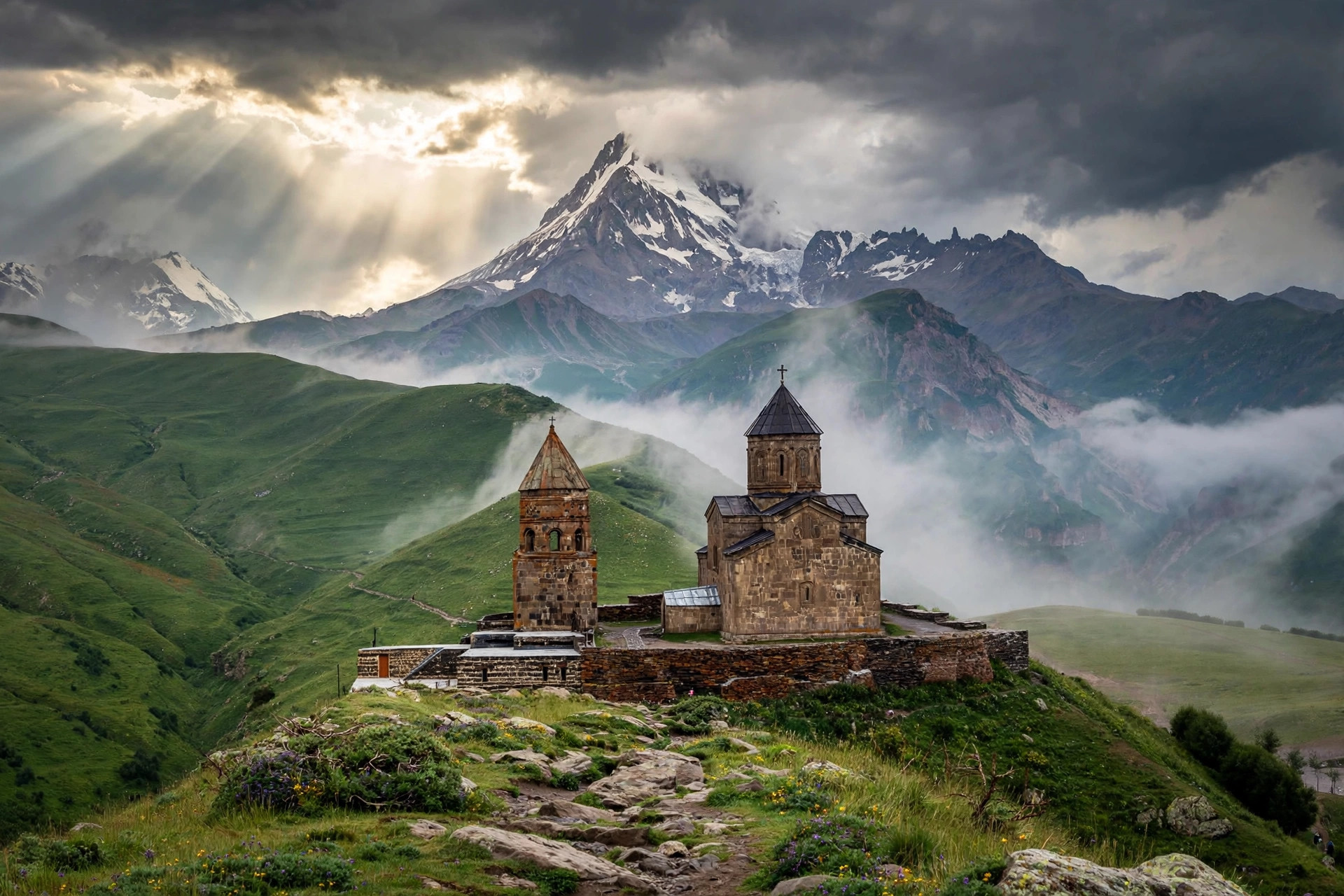 Gergeti Trinity Church and Mount Kazbek, Georgia e-visa for Indians