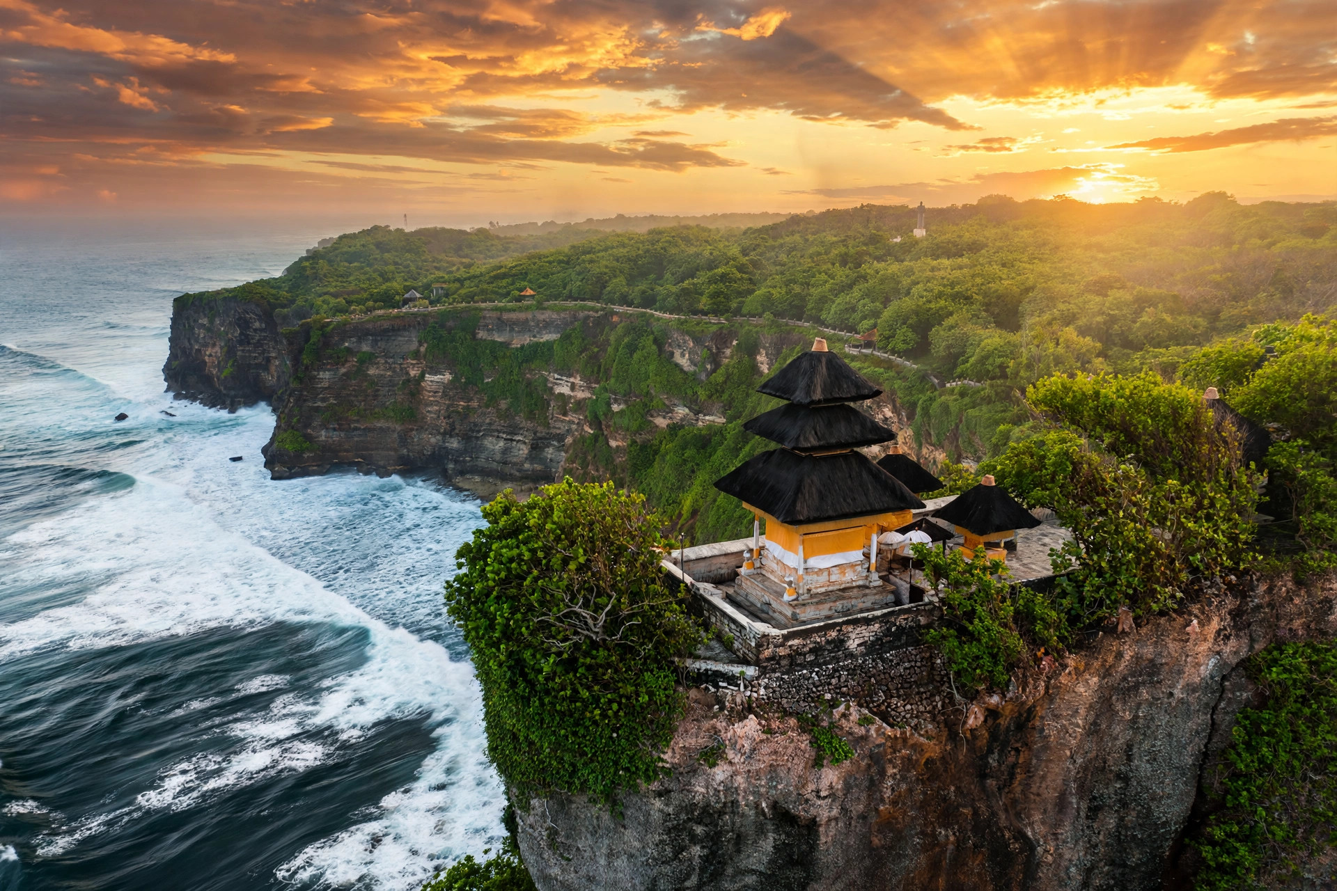 Uluwatu temple Bali at sunset, Indonesia e-visa for Indians