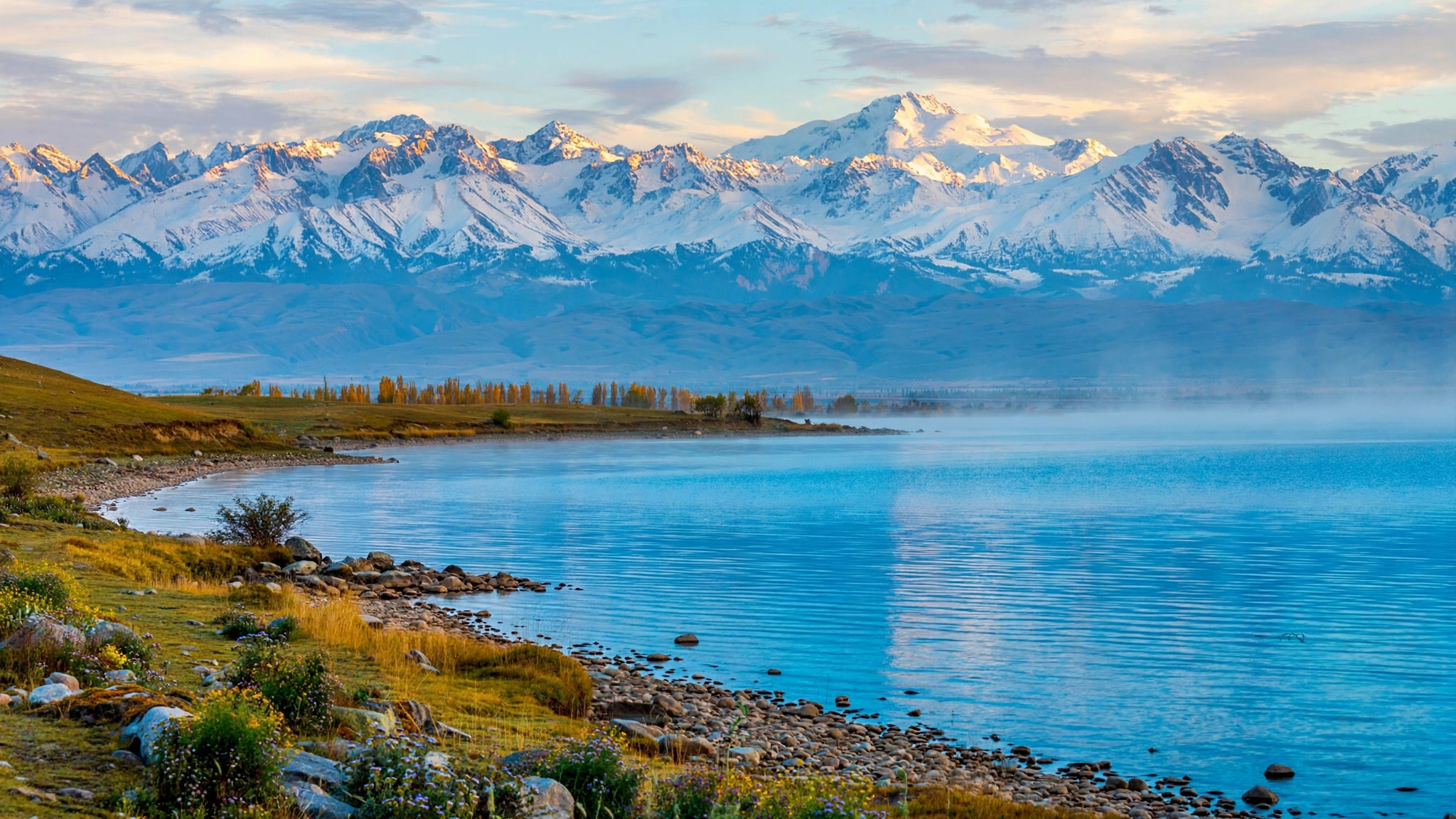 Issyk-Kul lake and Tian Shan peaks, Kyrgyzstan e-visa for Indians