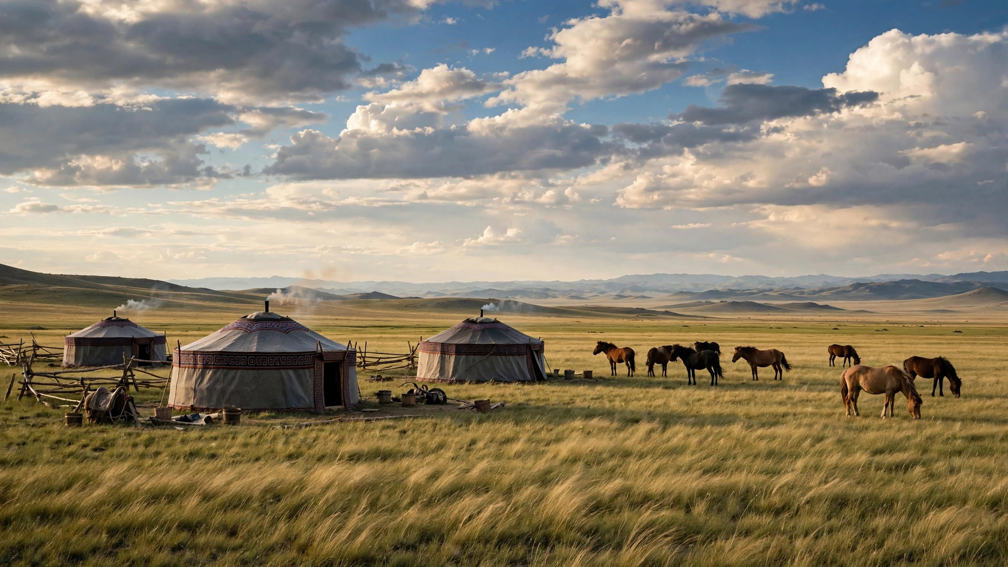Mongolian steppe with ger tents, Mongolia e-visa for Indians