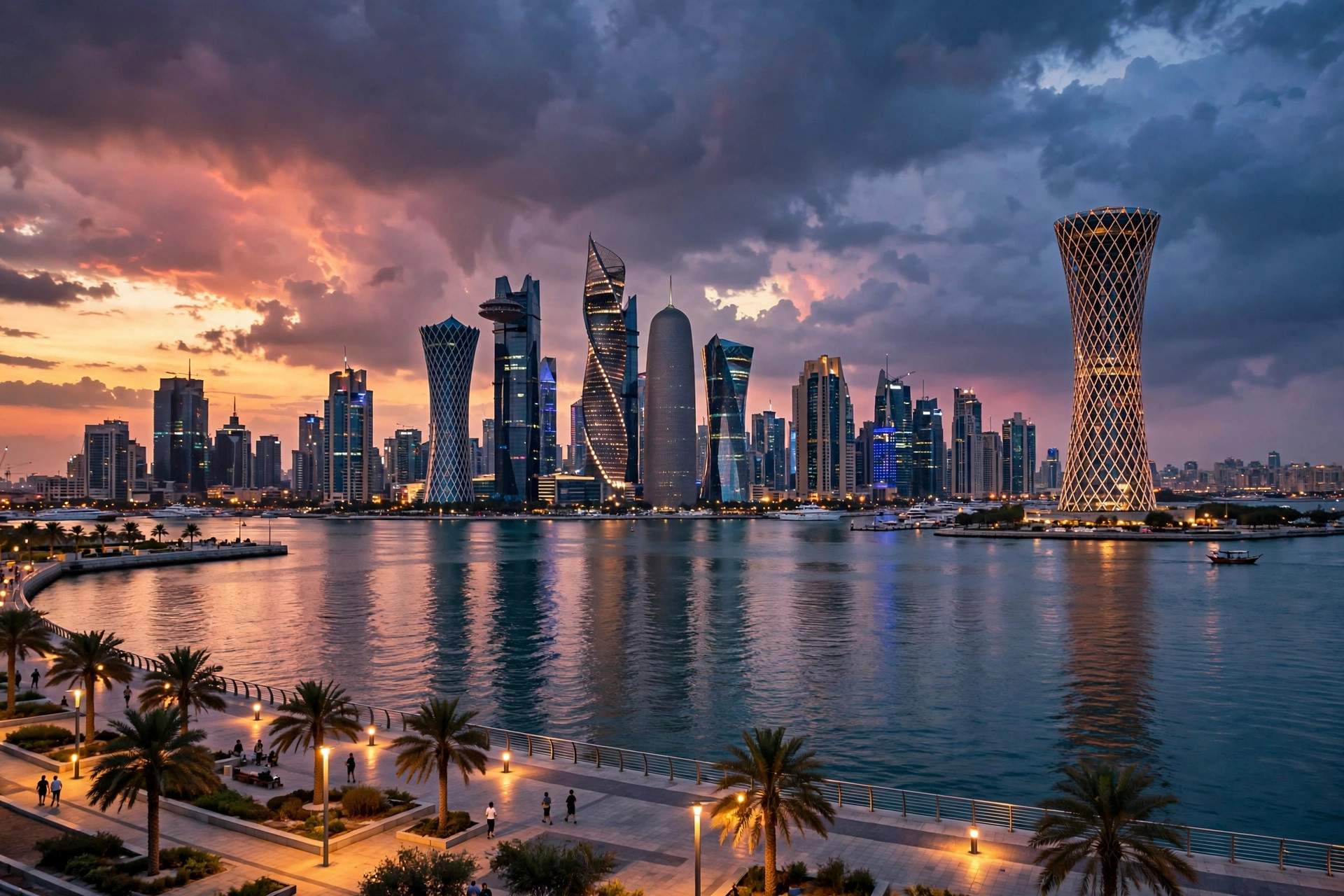 Qatar Doha skyline at dusk, e-visa for Indians