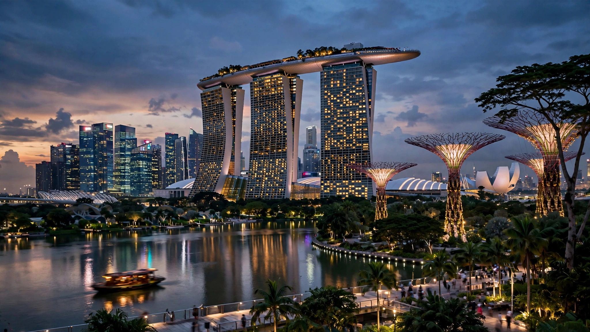 Marina Bay Sands Singapore at dusk, Singapore e-visa for Indians