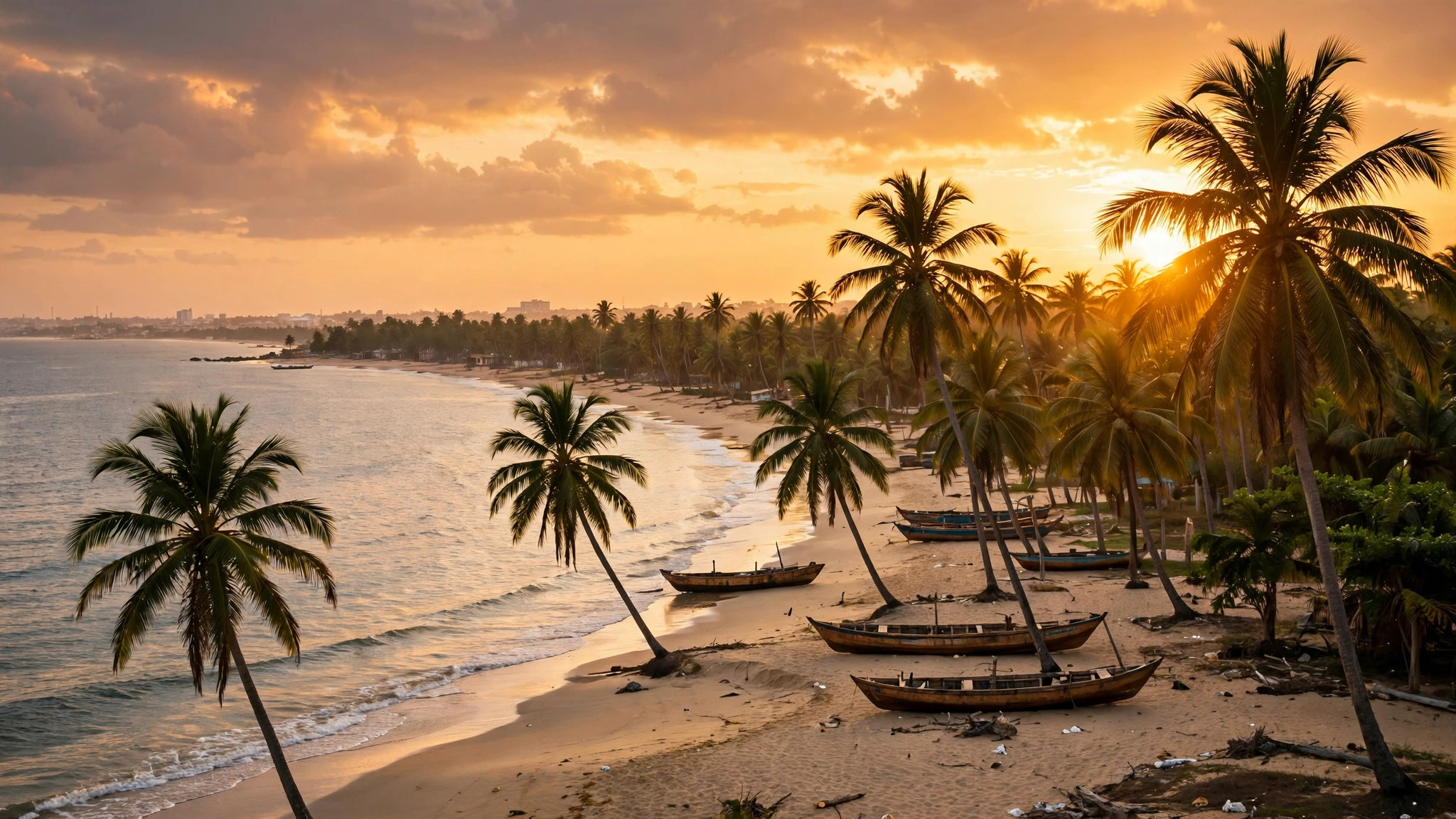 Lome beach Togo at sunset, Togo e-visa for Indians