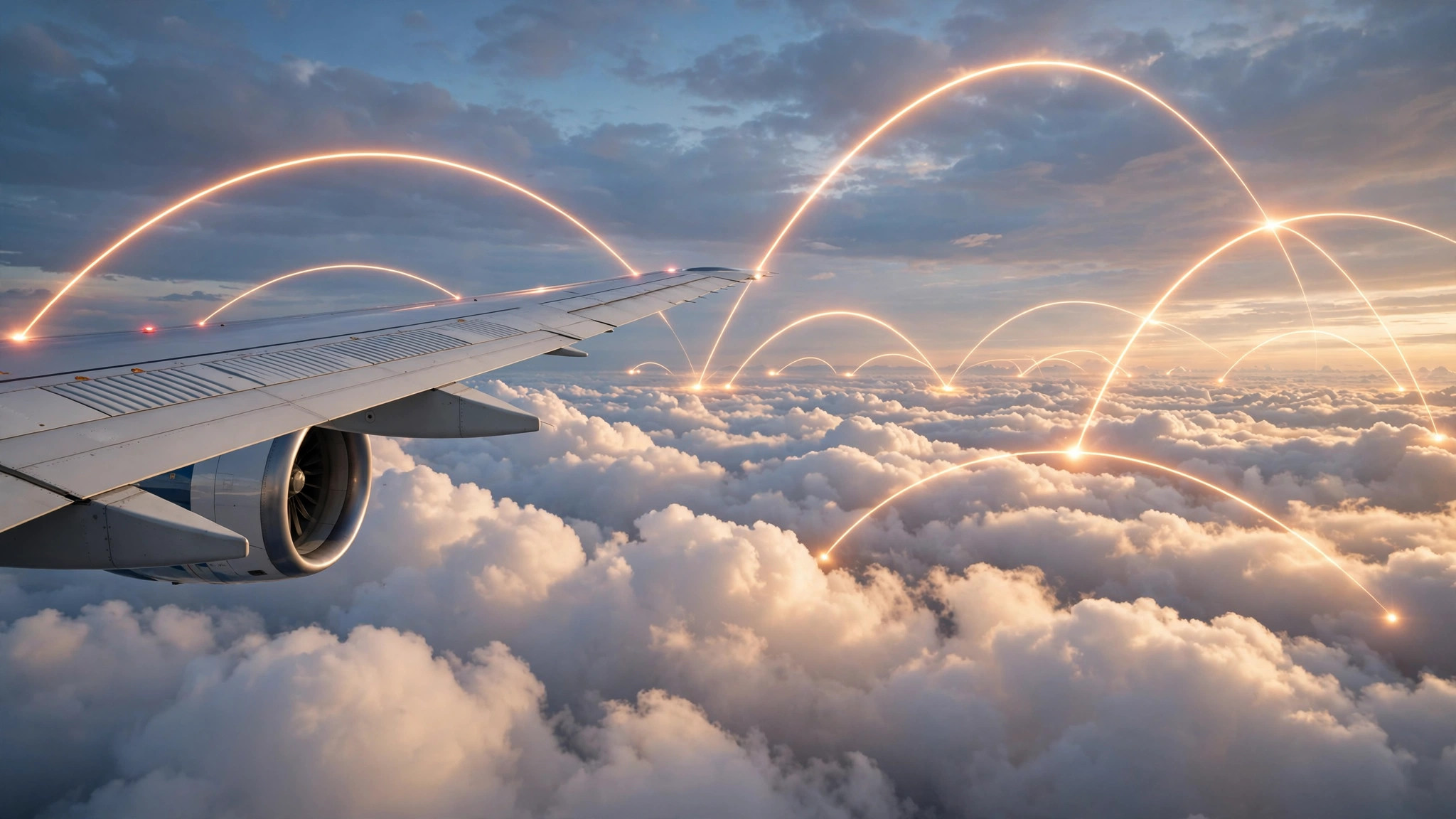 India New International Direct Flights: Routes Update Airplane wing above clouds