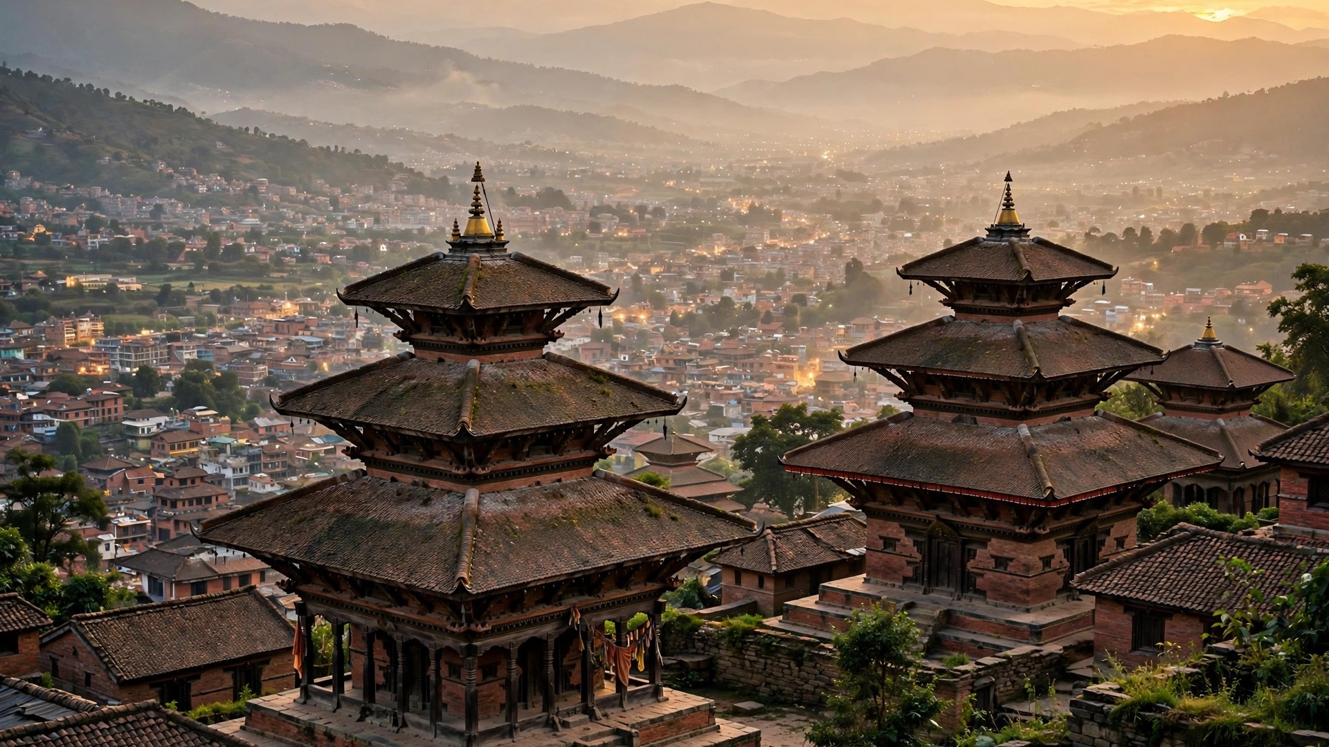 Bengaluru to Kathmandu: Air India Express New Flights Explained Kathmandu valley at golden hour with temples and Himalayan foothills in warm light