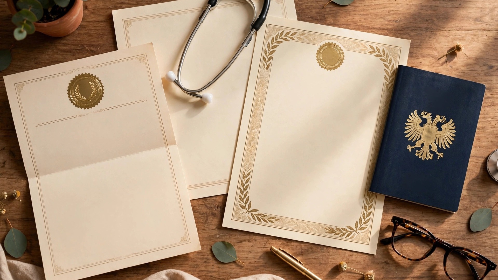 Germany Nursing Jobs for Indians: Eligibility and Process Nursing certificates, German B2 language certificate and passport on a desk for the Anerkennung recognition process