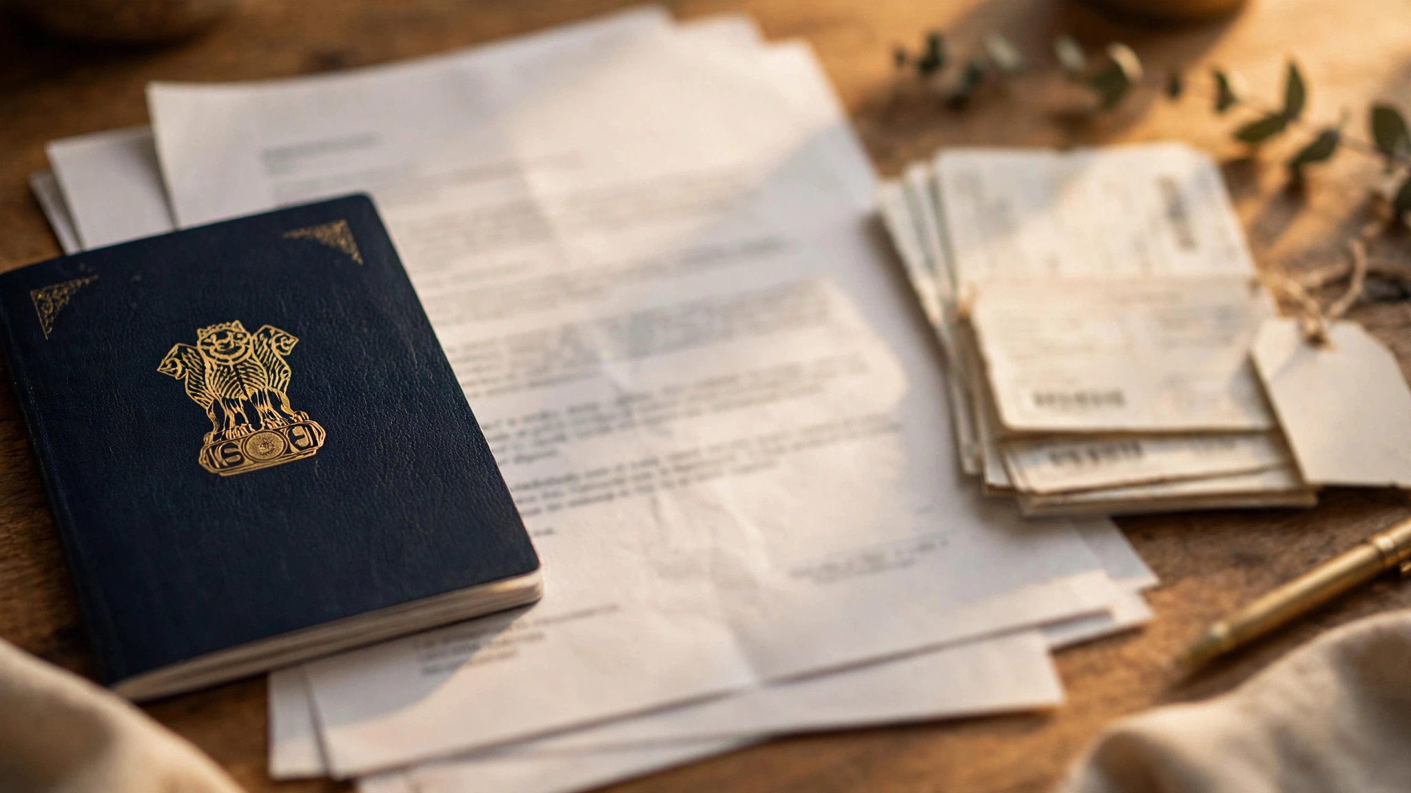 Indian passport and employment contract documents for Croatia work permit