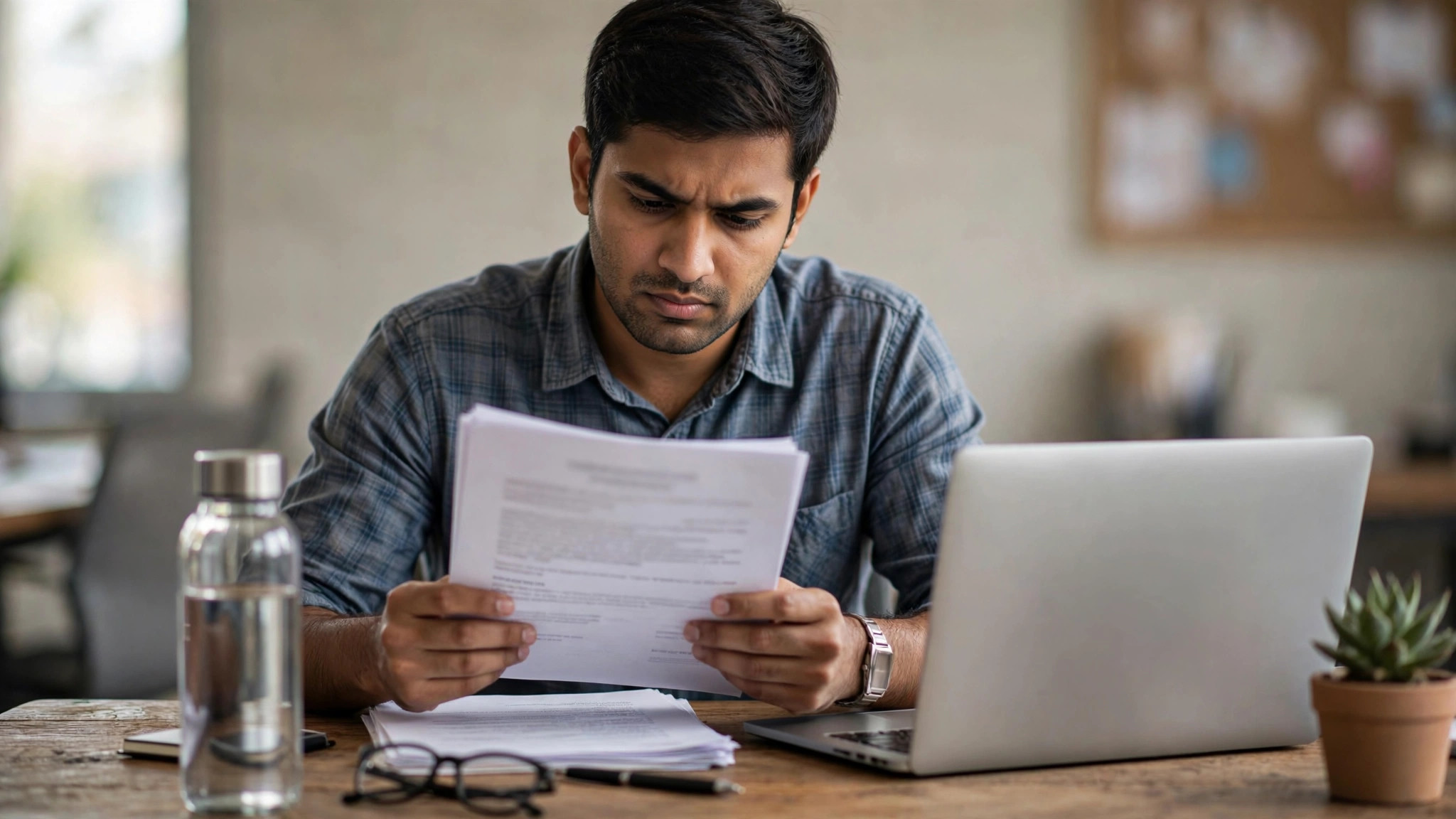 Indian job seeker reading an employment contract for a Croatia hotel job